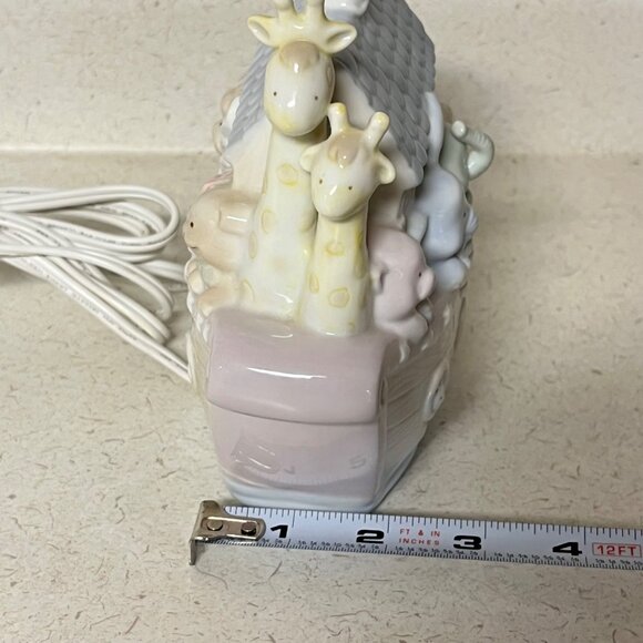 Noahs Ark Ceramic Night Light Lamp Nursery Decor Pastel Animals Elephant Giraffe - Picture 11 of 12